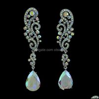 Wholesale Dangle Chandelier Earrings Jewelry European Style Gold Sier Plated Alloy Fl Rhinestone Crystal Statement Large Long Drop Delivery Y0O