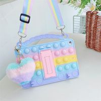 Wholesale Flat protective case For ipad Mini air Pro pressure relief rainbow Tablet case bubble decompression toy silica gel smart cover With Bracket lanyard