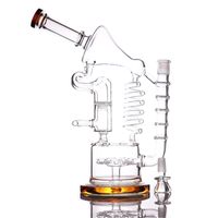 Wholesale Recycler Oil Dab Rig tall quot Glass Bongs Double tubes Hookahs water bong Nice waterpipes bubbler two colors