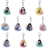 Wholesale Anime Demon Slayer Kimetsu No Yaiba Keychain Double Side Key Chain Car Bag Pendant Figure Keyring Mix