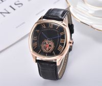 Wholesale On sale new style mm round leather quartz fashion mens watches auto date men dress designer watch male gifts wristwatch relogios