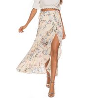 Wholesale Skirts Fairy Split Ends Ladies Skirt Sexy Floral Chiffion High Waist Boho Womens Gypsy Long Jersey Bodycon