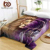 Wholesale Sheets Sets BeddingOutlet Lion Flat Sheet Dreamcatcher Mattress Protector Cover D Mountains Scenery Purple Brown Animal Drap De Lit