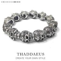 Wholesale Bracelets Fleur de lis Lily Skull Punk Bead Brand Silver Fashion Europe Style Jewelry Tms Bijoux Gift For Men Women