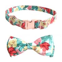 Wholesale Vintage Floral Cloth Dog Collars Classic Rose Gold Bowknot Pet Collar With Metal Buckle Durable Fashion Pets Necklace