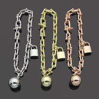 Wholesale Tennis Fashion South Korea Jewelry For Men Women Bracelet Stainless Steel Lock Ball Rose Gold Gift Punk Classic