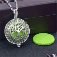 Wholesale Pendant Necklaces Pendants Jewelry Tree Of Life Aromatherapy Necklace Diffuser Vintage Bird Cat Open Locket Aroma With Felt Pads Drop Deli
