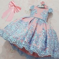 Wholesale Baby Girls Dress For Kids Years Birthday Bow Dress Lace Embroiery Tutu Vestidos Wedding Christening Gown Toddler Girls Dress