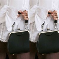 Wholesale Shoulder Bags Tote Mj Vintage Women Handbag Kiss Lock Pu Leather Clip Female Retro Bag Lady Purse Black Messenger