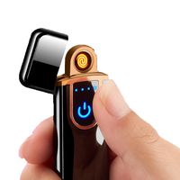Wholesale Metal Charging lighter Touch Induction Windproof Electronic Ultra thin USB Cigarette lighters