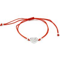 Wholesale Charm Bracelets Charms Red Thread Heart Shape Micro Paved Zircon Hand Woven DIY Adjustable Bracelet Women Jewelry Gift For Girlfriend