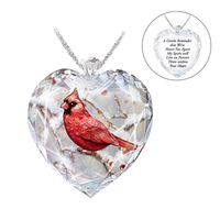Wholesale Chains Glass Crystal Jewelry Memorial Gift For Necklace Red Sparrow Shaped Bird Pendant Women Heart Necklaces Pendants