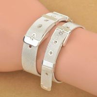 Wholesale Fashionable Belt Design Pure Sterling Silver Fine Jewelry Bracelet Bangle Top Quality Size Options For Woman Man Chains