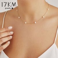 Wholesale 17KM Vintage Choker Necklaces For Women Crystal Star Chain Necklace Trendy Beads Pearl Chokers Jewelry Gift