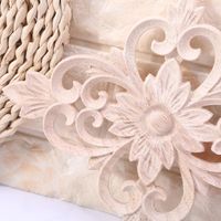 Wholesale Wall Stickers Flower Wood Carving Onlay Appliques For Furniture Cabinet Unpainted Wooden Mouldings Decal Decoration Dropship