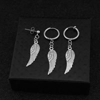 Wholesale Clip on Screw Back Fashion Without Piercing Wing Clip Earring Stainless Steel Feather Ear Cuff Woman Man Earrings For Men Boy Jewelry