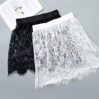 Wholesale Skirts Women Sexy Mesh Lace Transparent Mini Tulle Skirt Underskirt Korean Fashion Ladies Elastic High Waist Black White Short