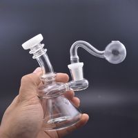 Wholesale new arrival Glass Water pipe Bongs HOOKAH Heady inch Small Bubbler Beaker bong recycle oil rig with mm male glass oil burner pipe