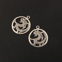Wholesale 10pcs silver color dragon charms diy jewelry treasure animal pendants making necklaces bracelet supplies