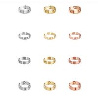 Wholesale Love rings for teen girls fashion jewelry women men ring charm classic stainless steel zircon Wedding Engagement Anniversary Party Gift rose silver gold rings