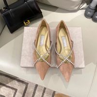 Wholesale 2021 spring and summer new crystal diamond high heeled shoes with fashionable temperament water diamond chain high heeled flat shoes size