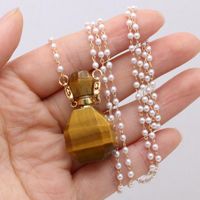 Wholesale Pendant Necklaces Natural Stone Necklace Vintage Tiger Eye Perfume Bottle For Women Jewerly Gift x38mm