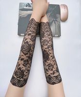 Wholesale Fashion accessory Black Hollow Women Long Sunscreen Gloves Lace Floral Outdoor Arm Sleeves driving glove