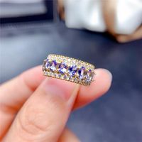 Wholesale Cluster Rings WEAINY Natural Tanzanite Ring S925 Sterling Silver Women s Fashion Row Gemstone Birthstone Gift For Woman