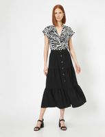 Wholesale Button Detailed Midi Skirt Black Spring Summer Autumn Season Muslim Islamic Fashion Style