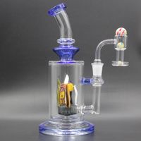 Wholesale Smoking glass bongs perc recycler water pipes14MM joint seaweed series with a quartz banger and splash balls