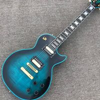 Wholesale High quality guitar blue tiger maple top gold hardware mahogany custom LP electric guitar