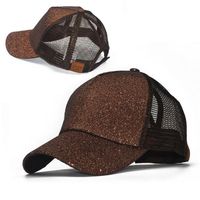 Wholesale Fashion sequin fluorescent baseball cap rear opening ponytail baseballS hat glitter mesh caps