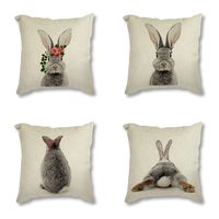 Wholesale Animal Rabbit Deer Flower Crown Nursery Printed Decorative Pillow Case Cushion Cover Nordic Sofa Car Decoration