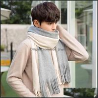 Wholesale Wraps Hats Scarves Gloves Fashion Aessories Men Korean Imitation Cashmere Color Matching Mens Womens Scarf Thickened Warm Bib Drop Delive