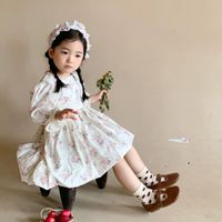 Wholesale Girl s Dresses Baby Girls Princess Dress With Floral Pattern Vintage French Girly Flower Elegant Children Clothes Cute Kids Frock