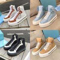 Wholesale 2022 black shoes silver thick triangle boots men cover nylon pink designer high top ladies Chaussure classic canvas sneakers