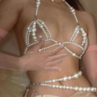 Wholesale Cosysail Sexy Imitation Pearl Bra Bralette Body Chain for Female INS Chest Necklace Harness Nightclub Party Vacation Jewelry X0726