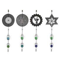 Wholesale Garden Decorations Sun Suncatcher DIY Rotating Wind Chime With Spiral Tail Ball Metal Hanging Sculpture Bells Pendant Crafts