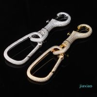 Wholesale Luxury Designer Jewelry Keychain Iced Out Bling Diamond Key Chain Hip Hop Key Ring Men Accessories Gold Silver portachiavi designers keyring