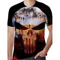 Wholesale Rivet pattern D printed T shirt visual impact party Punk Gothic round neck High quality American muscle style short sleeves