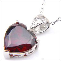 Wholesale Pendant Necklaces Pendants Jewelry Luckyshine Excellent Shine Heart Fire Swiss Red Kunzite Cubic Zirconia Gemstone Sier For Holiday