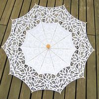 Wholesale Fans Parasols Fashion Lace Umbrella Parasol With Folding Hand Fan For Wedding Pography Dance Prop White