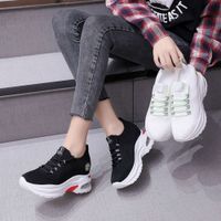 Wholesale 2020 spring and autumn new Pu mesh round head low top breathable casual summer women s black small white shoes socks RVD LFEY