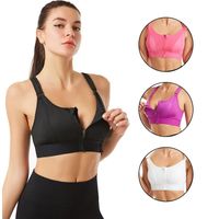 Wholesale Yoga Outfit Ladies Sports Bra Top Adjustable Zipper Running Cross Belt Push Up Vest Shockproof Underwear Fitness
