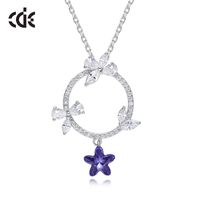 Wholesale Sidel Star Pendant for Women with Swarovski Element Crystal Necklace Sterling Silver Clavicle Chain
