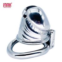 Wholesale Nxy Chastity Device Cockrings Faak Stainless Steel Cage Realistic Glans Sex Toys for Men Penis Cock Lock Ring Adult Belt Toy Shop Silver