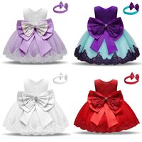 Wholesale Baby Girls Christmas Dress Months Toddler Newborn Lace Princess Dress Year Old Birthday Party New Year Costume X2
