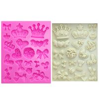 Wholesale M0226 Cartoon Crown Bow Tie Silicone Fondant Cake Mold Cupcake Jelly Candy Chocolate cake Decoration Baking Tool Moulds