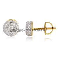 Wholesale 925 Sterling Round Earrings Mens Hip Hop Jewelry Iced Out Diamond stud Earrings Style Fashion Earings Gold Silver Women Accessories New