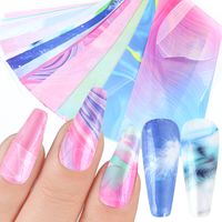 Wholesale Perfections10pcs Dreamy Marble Nail Foils Pink Purple Starry Sky Paper Colorful Charming Slider Nail Art Decal Wraps Acrylic Decor NL190679